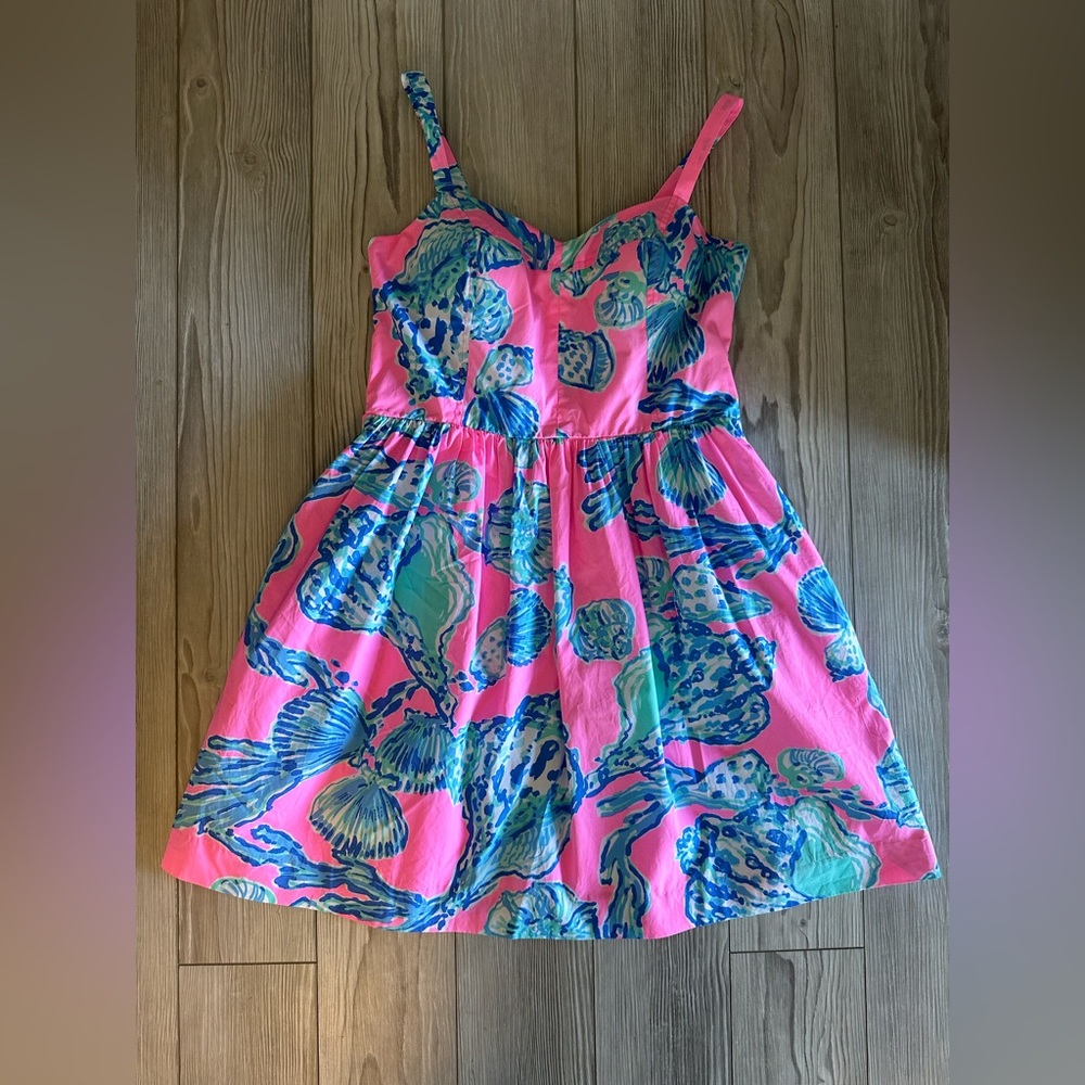 Lilly Pulitzer Pink & Teal Shell-Print Mini Dress